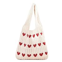 Women's Crochet Tote Bags Boho Tote Bags Heart-shaped Beach Handbags Knit Vacation Aesthetic Casual Love Hobo Bags