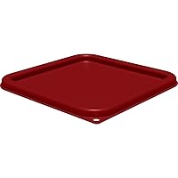 Squares Square Food Storage Container Lid with Stackable Design for Catering, Buffets, Restaurants, Proprietary Blend, 6 To 8 Quarts, Red, (Pack of 6)