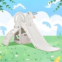 Toddler Climber and Slide Set 4 in 1, Kids Playground Climber Freestanding Slide Playset with Basketball Hoop Play Combination for Babies Indoor & Outdoor 3+ (Grey)