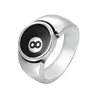 Men's Stainless Steel Billiard 8 Ball Signet Lucky Gothic Biker Ring