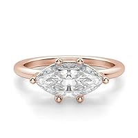 18K Solid Rose Gold Handmade Engagement Ring 1.00 CT Marquise Cut Moissanite Diamond Solitaire Wedding/Bridal Ring for Women/Her Gorgeous Ring