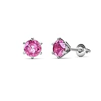 Pink Sapphire 0.53 ctw Six Prong Martini Solitaire Stud Earrings 14K Gold