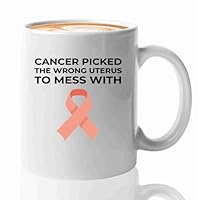 Endometrial Cancer Survivor Coffee Mug 11oz White -Wrong Uterus - Endometrial Cancer Awareness Peach Ribbon For Cancer Uterine Cancer Survivor, BHUGSLEADER8526