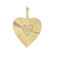 Beautiful Fluted Heart Diamond 925 Sterling Silver Charm Pendant,Designer Heart Silver Diamond Charm Pendant,Handmade Pendant Jewelry,Gift