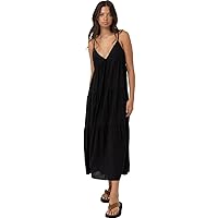 Women's Classic Tiered Midi Dress - Black | Large