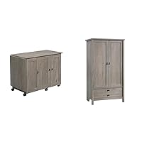 Sauder Miscellaneous Storage Sewing/Craft Cart/Pantry cabinets, Mystic Oak Finish & Cottage Road Armoire, L: 32.44