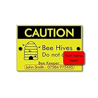 Personalized Beekeeping Warning Sign Caution Bees Hive, Protection Equipment, Gift for Honey Farming