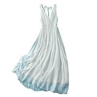 Woman Dress Summer Silk V-Neck Camisole White Dresses for Women