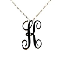 Moon And Lola-Acrylic Colette Letter On Apex Chain Gold Necklace-Tortoise-K Shape
