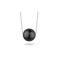 10 mm Round Tahitian Cultured Pearl Floating Pendant in 14K White Gold
