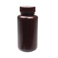 United Scientific Supplies 33464 | Laboratory Grade HDPE Wide Mouth Amber Reagent Bottle | Designed for Laboratories, Classrooms, or Storage at Home | 250ml (8oz) Capacity | Pack of 12