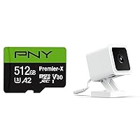 PNY 512GB Premier-X Class 10 U3 V30 microSDXC Flash Memory Card, Black & Wyze Cam v3 1080p HD Indoor/Outdoor Security Camera with Color Night Vision, 2-Way Audio