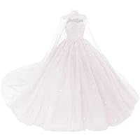 Women's Sweetheart Quinceanera Dresses with Cape Appliques Beaded Sweet 16 Prom Party Ball Gown