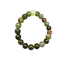 Natural Vesuvianite Idocrase 10mm rondelle smooth 7inch Semi-Precious Gemstones Beaded Bracelets for Men Women Healing Crystal Stretch Beaded Bracelet Unisex