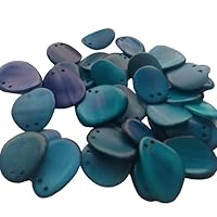 Tagua Nut Slices/Beads. 20 Small Slices in a Mix of Blue Colors. Jewelry Making. Handmade Beads from Colombia. Fair Trade. Eco-Friendly, Natural Jewelry Making Supplies Naturally Eco-Friendly Tagua