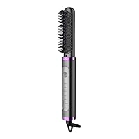 Electric Professional Hair Straightener Brush Curling Hot Comb Purple