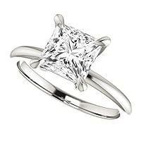 Mois 2 CT Princess Cut Colorless Moissanite Engagement Ring Wedding/Bridal Rings, Diamond Ring, Anniversary Solitaire Halo Accented Promise Vintage Antique Gold Silver Rings Perfact for Gift
