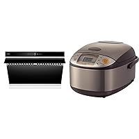 FOTILE JQG7505 30” Under-Cabinet or Wall-Mount Range Hood | Dual DC-Motor |Touchscreen with 4 Speed Level | Modern Kitchen Onyx Black Glass & Zojirushi NS-TSC10 5-1/2-Cup Micom Rice Cooker and Warmer