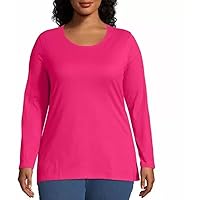 Just My Size Women's T-Shirt, Plus Size Long Sleeve Cotton Tee, JMS Plus Size Scoop-Neck T-Shirt for Women