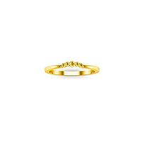 14K Yellow Gold Plated 0.80 Ctw Round Cut Lab Created Yellow Sapphire Anniversary Wedding Five Stone Womens & Girls Ring