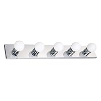 Design House 509653 5 Strip Light Contemporary Dimmable for Bathroom, Bedroom, Makeup Vanity, Polished Chrome