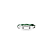 14K White Gold Plated 1.00 Ctw Round Cut Lab Created Green Emerald Half Eternity Band Engagement Anniversary Ring For Womens & Girls
