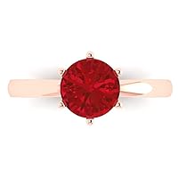 Clara Pucci 1.55 ct Round Cut Solitaire Genuine Pink Tourmaline 6-Prong Stunning Classic Statement Ring in 14k rose Gold for Women