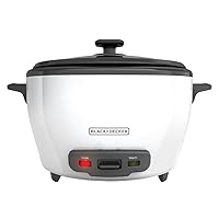 BLACK+DECKER Rice Cooker 28 Cups Cooked (14 Cups Uncooked) with Steaming Basket, Removable Non-Stick Bowl, White