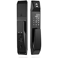 Automatic Smart Fingerprint Door Lock Electronic Lock Fingerprint Password Card Key Unlock Digital Keyless Lock (Color : Black, Size : As Shown)