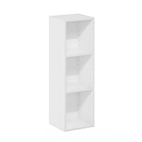 Furinno Fulda 3-Tier Space Saving Storage Shelf Bookcase, 10-Inch Width, White