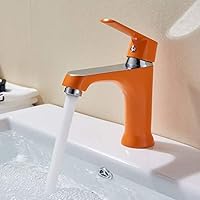 Faucets,Kitchen Faucet Innovative Fashion Style Home Multi-Color Bath Basin Brass Faucet Cold and Hot Water Taps Green Orange White Bathroom Mixer/Orange