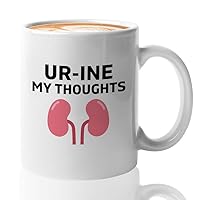 Kidney Donor Coffee Mug 11oz White - Ur-ine My Thoughts - Kidney Donor Gifts For Women Organ Donation Awareness Kidney Donor Wife Transplant Gifts Kidney Recipient Gift