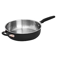 Meyer Accent Series Stainless Steel Saute Pan with Helper Handle, 4.5 Quart, Matte Black