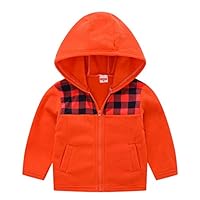 Spring Autumn Boys Girls Zippered Hooded Jacket Thick Fleece Warm Coat Outwear Kids Clothes (3,5)
