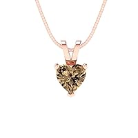 0.5 ct Brilliant Heart Cut Solitaire Simulated Champagne Solid 18K Rose Gold designer Pendant with 16