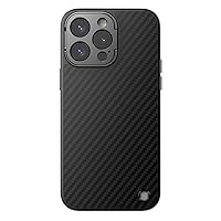 ONNAT-Ultra Thin Case for iPhone 15Pro Max/15 Pro Carbon Fiber Texture with Metal Camera Lens Cover with Kickstand Magnetic Phone Cover (15 6.1'') Black