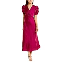 Women's Knot Front Dress with Puff Sleeve