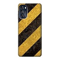 R2231 Yellow and Black Line Hazard Striped Case Cover for Motorola Moto G (2022)