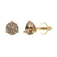 Clara Pucci 2.1 ct Round Cut Solitaire VVS1 Champagne Simulated Diamond Pair of Stud Martini Earrings 18K Yellow Gold Screw Back