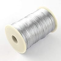 Pandahall 98.4 Yard 2mm Rattail Satin Polyester Trim Cord Silver Chinese Kontting Braided Thread Beading String for Kumihimo Macrame Friendship Bracelets Jewelry Making