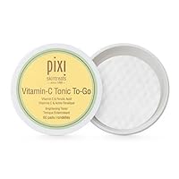 Pixi Vitamin-C Tonic to-Go, Brightening & Toning Pads Containing Vitamin-C & Probiotics, Boosting Skin Luminosity, Alcohol-Free Daily Balancing Toner Pads On The Go, 60 Pads
