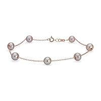 Choose Your Gemstone Rose Gold Plated Pink Freshwater Pearl Gemstone Beautiful Design Wedding gift Bracelets for Women Ladies Length 6.5 Inch to 8 Inch