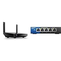 Linksys Hydra Pro 6 Mesh WiFi 6 Router - WiFi Extender Replacement - MR5500-AMZ & SE3005: 5-Port Gigabit Ethernet Unmanaged Switch, Computer Network