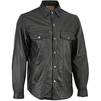 C770 Mens Lightweight Leather Shirt with Snaps and Gun Pockets
