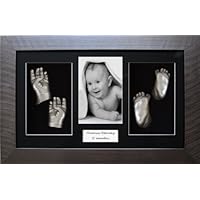 Twins Baby Hand Footprint Casting Kit Set/Pewter Frame/Silver Casts by BabyRice