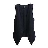 IDEALSANXUN Womens Linen Vest Tops Sleeveless Spring Summer Blazer Jackets