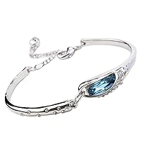 Sterling Silver Bracelet,Rhinestone Crystal Glass Shoes 925 Sterling Silver Adjustable Buckle Chain Bracelets Bangles Fashion Jewelry for Women Bracelet Professional and Attractive