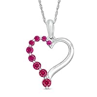0.50 CT Round Cut Created Ruby Love Heart Pendant Necklace 14k White Gold Over