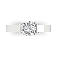 1.8 ct Brilliant Round Shape Clear Simulated Diamond Solid 18K White Gold Solitaire with Accents Anniversary Promise ring