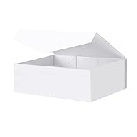 Large White Collapsible Gift Box with Magnetic Closure Lid 13.5x9x4.1 Inches, Bridesmaid Proposal Box, Rectangle Present Box (Glossy White, 1 Pack)